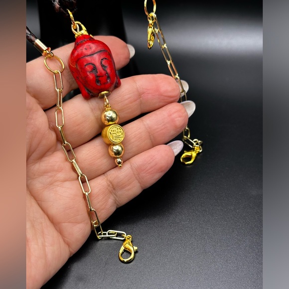 CALCITE BUDDHA’S HEAD NATURAL CHOKER NECKLACE size adjustable - Picture 9 of 10